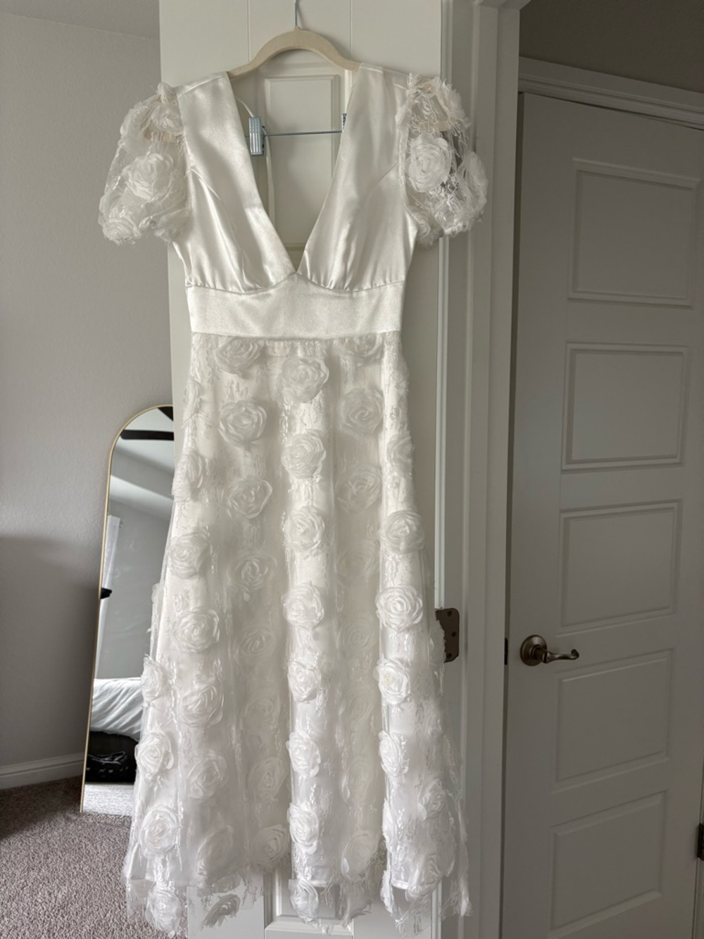 Lulu's White Midi Dress with 3D Floral Appliqués - Picture 3 of 3